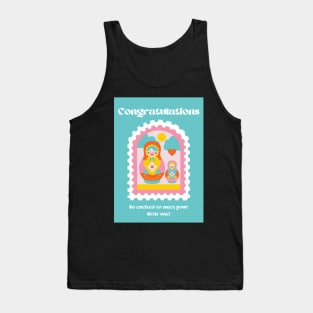 Teal Aesthetic Russian Stacking Nesting Dolls Matryoshka Congratulations Baby On the Way Tank Top